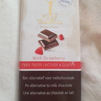 Choc bar with strawberry at Chocolalino in Bruges