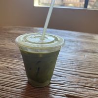 Matcha latte iced with almond milkk  at Good Seed Cafe in Solvang