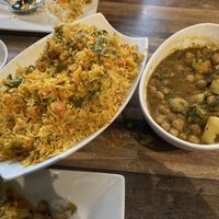 Vegetable Biryani (left) and Aloo Channa (right)  at JaxSpice in Jacksonville Beach