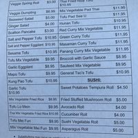 Extensive Vegan Menu at Red Ginger in Duluth