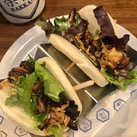 Vegan shiitake buns  at RAKKAN Ramen - Redondo Beach in Redondo Beach