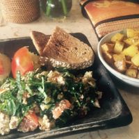 tofu scramble and breakfast potatoes  at Kafe in Ubud