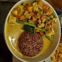 Tempeh curry with red rice at Kafe in Ubud