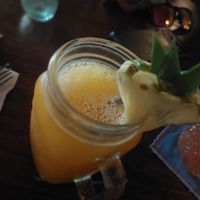 Ginger, tumeric, pineapple juice at Kafe in Ubud