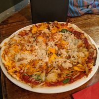 Glenbrook pizza (made vegan) at Station Bar & Woodfired Pizza in Katoomba