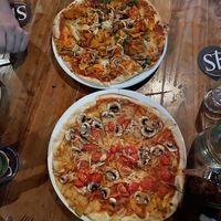 Top is pumkin caramelized onion at Station Bar & Woodfired Pizza in Katoomba