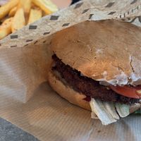 Burger and paucity of friess  at Swing Kitchen - Rosenthalerstraße in Berlin