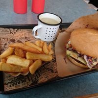 Combo: vegan burger, French fries and drink. at Swing Kitchen - Rosenthalerstraße in Berlin