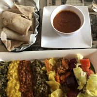 Vegetarian combo with a kid’s-sized side of shiro wot at Bole in College Park