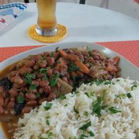Feijoada didn't disappointed,  simple but tasty, homemade food. at Cantinho da Regina in Sesimbra