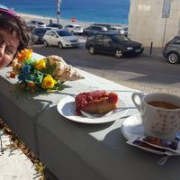 Delicious homemade vegan cake & coffee. at Cantinho da Regina in Sesimbra