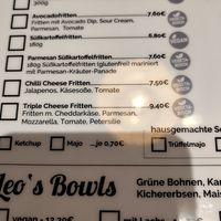 Menu at Leo's Juice and Burger in Luebeck