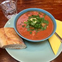 Stew with sourdough bread  at Antiquity Plant-based Cafe @ The Timetravellers Bookshop in Skibbereen
