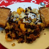 Black Bean Homefries Scrambler at WhatNot Shoppe Cafe in Shamokin