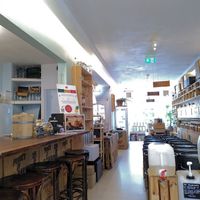 Interior + Some of the eat-in space at Little Plant Pantry in Amsterdam