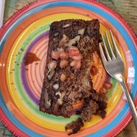 Banana bread with pomegranate on top at Little Plant Pantry in Amsterdam