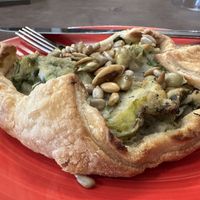 Leek almond savory pastry  at Little Plant Pantry in Amsterdam