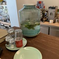 Flavored filtered water at Little Plant Pantry in Amsterdam
