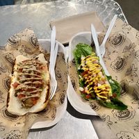 Vegan banger (left) and veggie supreme (right) at Dat Dog in New Orleans