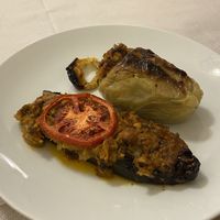 Eggplant, bell pepper   at Oda's Garden in Tirana