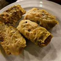 Stuffed vine leaves. at Oda's Garden in Tirana