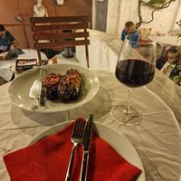 Stuffed eggplant vegan at Oda's Garden in Tirana