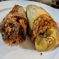 Stuffed peppers at Oda's Garden in Tirana