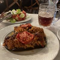 Stuffed aubergine, Fresh veggie salad  at Oda's Garden in Tirana
