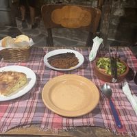 Byrek with Zucchini, stuffed eggplant and mixed salad   at Lili Homemade Food in Berat