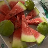 Figs and watermelon  at Temi Albanian Food in Berat