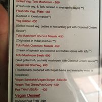 Vegan menu 2 at Little Buddha in Kathmandu