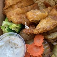 Fried chicken dinner- my fave! at LA Vegan in Los Angeles