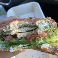 Fish sandwich  at LA Vegan in Los Angeles