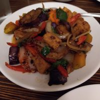 Pumpkin, eggplant, tofu at LA Vegan in Los Angeles