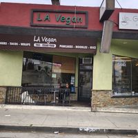 Outside seating at LA Vegan in Los Angeles