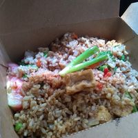 The fried rice with tofu pictured in all it's glory at LA Vegan in Los Angeles