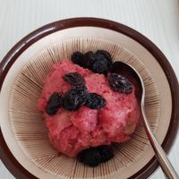 Vegan 100% fruit sorbet. Banana strawberry at Fittie Sense in Kuala Lumpur