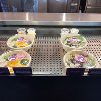 Prepared salads (almost sold out) at Globus Bellevue Food Hall in Zurich