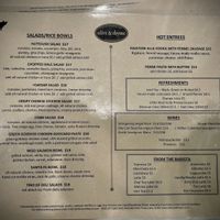 One side of the menu  at Olive & Thyme in Toluca Lake