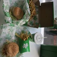 Marmite fries, beyond meat burger, normal fries and chicken burger  at Oowee Vegan - Baldwin in Bristol