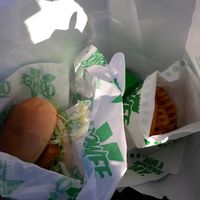 No-Fish ocean burger with waffle fries at Oowee Vegan - Baldwin in Bristol