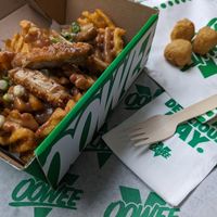 Cluckin' Waffle Fries, Chilli Cheese Balls at Oowee Vegan - Baldwin in Bristol