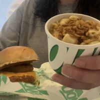 Mac and cheese with crispy onions   at Oowee Vegan - Baldwin in Bristol