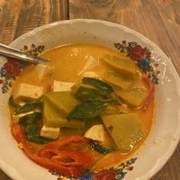 Very nice pumpkin and white bean tofu curry   at Ginger Farm Kitchen in Chiang Mai