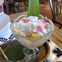 Mango and avocado with coconut milk so delicious  at Ginger Farm Kitchen in Chiang Mai