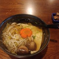 Udon noodles soup with kitsunu, and a very delicious side dish at Lǐ Lái Jū Shū Shí in Taichung