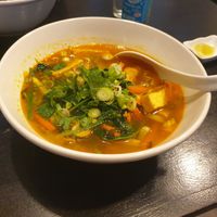 Turmeric based noodle soup with tofu at An Khang Quan in Dusseldorf