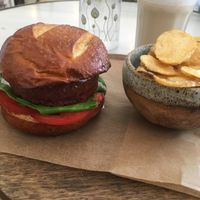 Vegan burger  at Brunch and Cake By The Sea in Barcelona