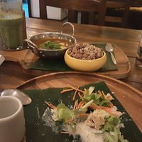 Tikka tempeh masala with the meze platter after we ate it, whoops! at Ganita Cafe in Pai