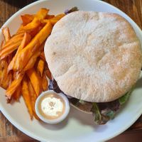 Falafel hummus burger at Ganita Cafe in Pai
